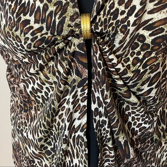 Leopard Print Career Blouse Top Shirt size XL Cheetah Print Animal Print - Picture 9 of 12